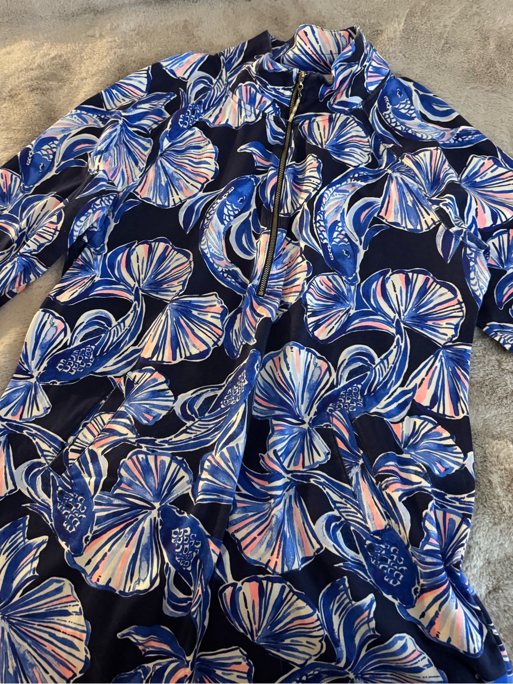 Lilly Pulitzer Navy Floral Skipper Popover Dress